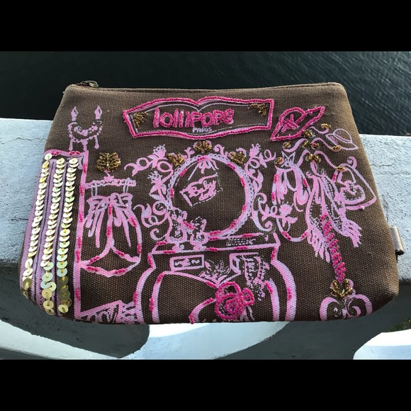 Lollipops Paris Clutch Accessory Top Zip Beaded and Sequin Pouch - Picture 5 of 9